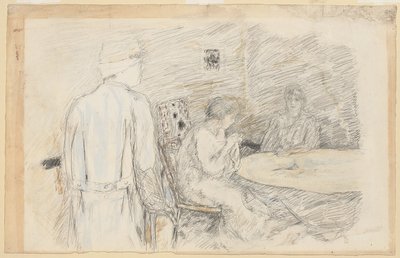 İzinli (ailesindeki yaralı) (kağıt üzerinde w/c ve kurşun kalem) by Pierre Bonnard