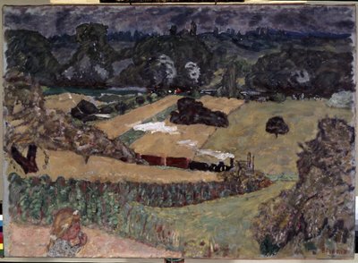 Yük treni ile manzara. Pierre Bonnard