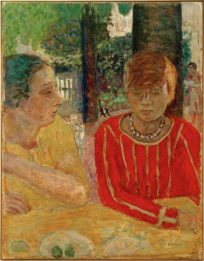 Kırmızı korsajlı Kraliçe Natanson ve Marthe Bonnard by Pierre Bonnard