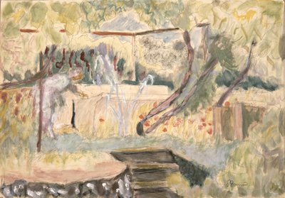 Bahçede Kadın Çalışması (wc & kalem) by Pierre Bonnard