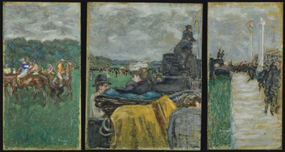 Longchamp Yarış Pisti Les kursları à Longchamp. Üç Parçalı, 1897 by Pierre Bonnard