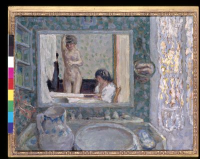 Yeşil Odadaki Ayna (La Glace De La Chambre Verte) (kağıt üzerine yağlı boya) by Pierre Bonnard