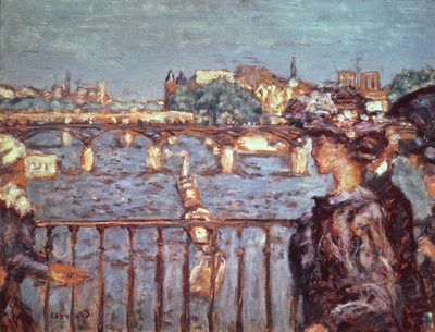 Pont des Arts, c.1905 (ahşap üzerine serilen kart üzerine yağlı boya) by Pierre Bonnard