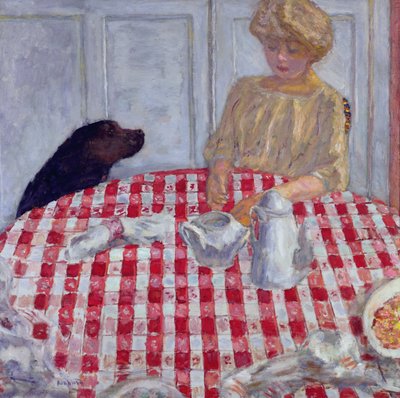 Kırmızı Kareli Masa Örtüsü veya Köpeklerin Yemeği, 1910 by Pierre Bonnard