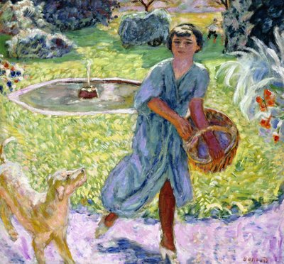 Genç Kız veya Köpekle Oynayan Genç Kız by Pierre Bonnard
