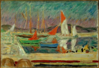 Saint-Tropez limanındaki yelkenli tekneler by Pierre Bonnard