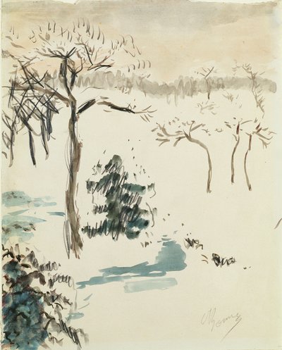 Kış Manzarası, 1910 (kağıt üzerine wc & kalem) by Pierre Bonnard