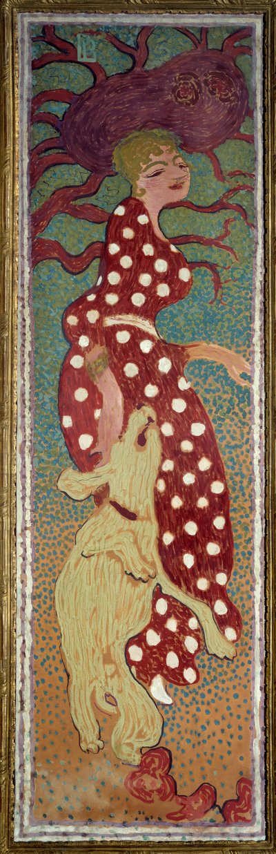 Beyaz puantiyeli elbiseli kadın Tablo Pierre Bonnard (1867-1947) 1891 Dim. 1,6x0,48 m Paris, Orsay Müzesi by Pierre Bonnard