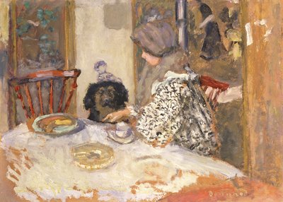 Masada Köpekli Kadın (gemide yağ) by Pierre Bonnard