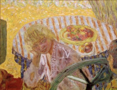 Bahçedeki Genç Kadınlar veya Çizgili Masa Örtüsü Tablosu Pierre Bonnard (1867-1947) 1921-1923 Özel Koleksiyon by Pierre Bonnard