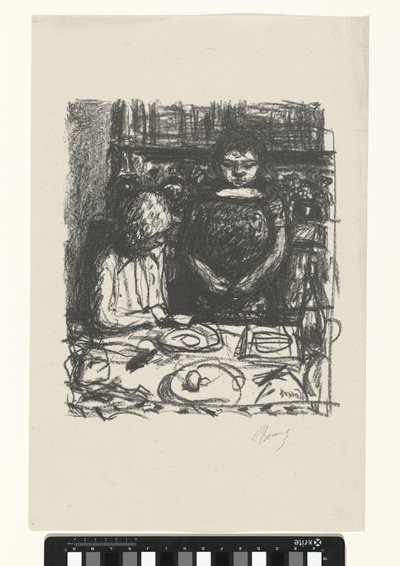 Yemek ve ayakta kadın ile masada oturan adam Le Menu by Pierre Bonnard