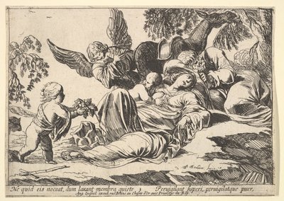 Uyuyan Kutsal Aileye Meyve Veren Melekler, 1610-42. by Pierre Brebiette