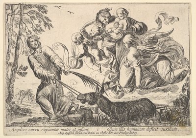 Bakire ve Çocuğu Kaldıran Melekler, 1610-42. by Pierre Brebiette