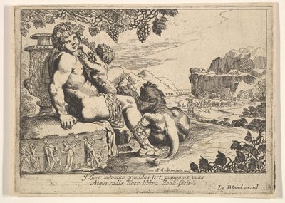 Bacchus, Satyr ve Aslan, 1610-42. by Pierre Brebiette