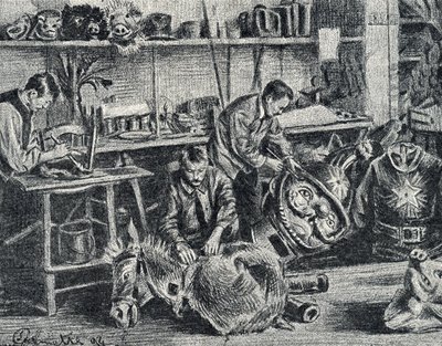 Tiyatro ve gösteri aksesuarları üretimi atölyesi Pierre Calmette Özel Koleksiyonundan Gravür by Pierre Calmettes