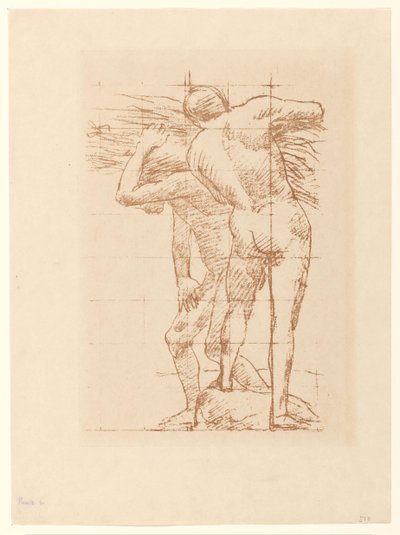 Bir demet samanla iki çıplak adamın incelenmesi by Pierre Cécile Puvis de Chavannes