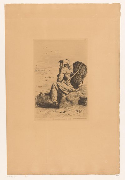 Rustende vissersvrouw aan de kust Veules-en-Caux