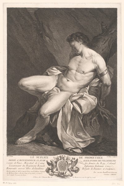 Prometheus zincirlenmiş Le supplice de Promethée (nesne üzerindeki başlık) by Pierre Chenu