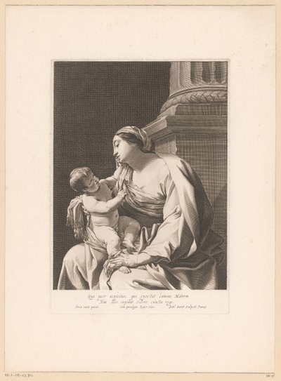 Bir sütunun dibinde Çocuklu Mary by Pierre Daret