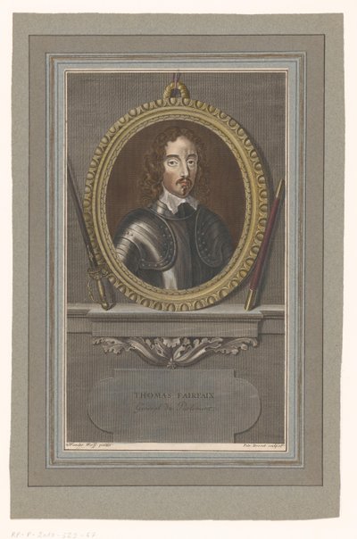 Portret van Thomas Fairfax Thomas Fairfax (nesne üzerindeki başlık) by Pierre Drevet