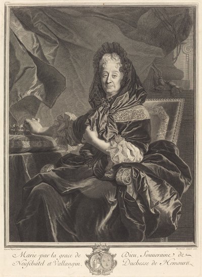 Nemours Düşesi by Pierre Drevet after Hyacinthe Rigaud