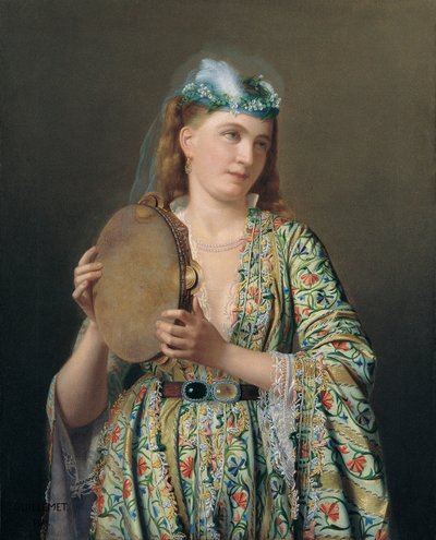 Tef Çalan Saray Hanımının Portresi, 19. Yüzyılın İkinci Yarısı. by Pierre Désiré Guillemet