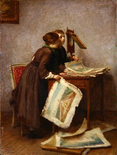 Baskılara Bakan Çocuklar, 1870 c. (panelde yağlı boya) by Pierre Edouard Frere
