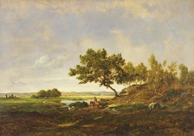 Tepenin Eteğindeki Gölet, 1848-55 dolayları (tahta üzerine yağlı boya) by Pierre Etienne Theodore Rousseau