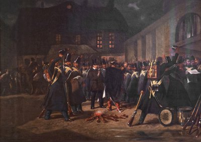 2 Aralık 1851 darbesi sırasında Ulusal Muhafızlar Mitingi by Pierre Eugène Lacoste