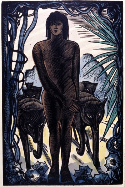 Mowgli ve ormandaki kurtlar. Rudyard Kipling “Orman Kitabı” by Pierre Falke