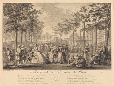 Paris surları boyunca yürüyüş by Pierre Francois Courtois after Augustin de Saint Aubin