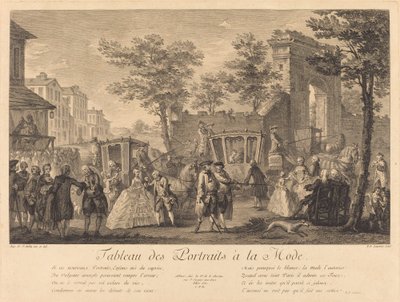 Modaya uygun portreler tablosu by Pierre Francois Courtois after Augustin de Saint Aubin