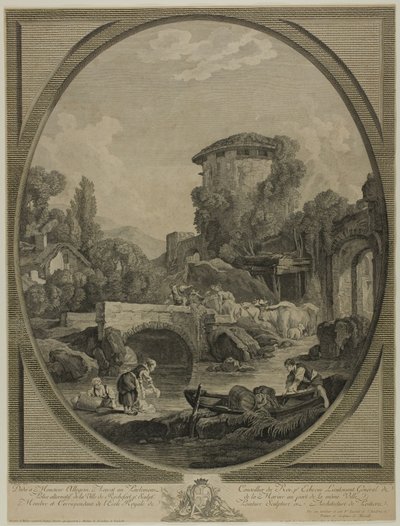 Köprü ve Dovecote ile Manzara by Pierre Francois Laurent