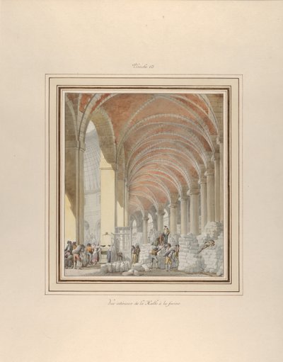 Halle aux Bles, İç Görünüm, yak. 1810. by Pierre Francois Leonard Fontaine