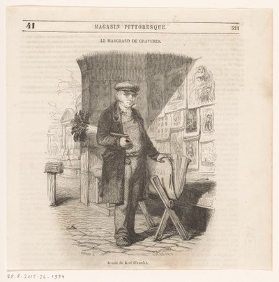 Prenthandelaar Gravür Tüccarı (nesne üzerindeki başlık) by Pierre François Godard (II)