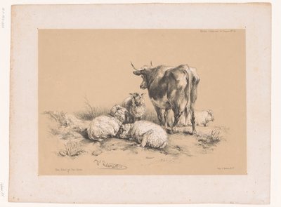 Dört koyun ve bir inek üzerine çalışmalar Cooper'dan hayvan çalışmaları (seri başlığı) Études d'Animaux de Cooper (nesne üzerine seri başlığı) by Pierre Frédéric Lehnert