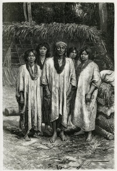 Şef Lacandon ve Lacandon türleri, Chiapas (Meksika) ormanlarında yaşayan Maya halkı. Arkeolog ve fotoğraf sanatçısı Desire Charnay (1828-1915) tarafından 1882