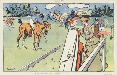 Bir polo oyunu. Le Rire için İllüstrasyon by Pierre Georges Jeanniot
