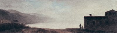 Yağmurda Nemi Gölü (kart üzerine monte edilmiş kağıt üzerine yağ) by Pierre Henri de Valenciennes