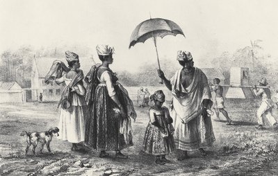 Çocuklu Köle Tüccarları, 'Surinam Yolculuğu'ndan, 1839 (litho) (s/b fotoğraf) by Pierre J. (after) Benoit
