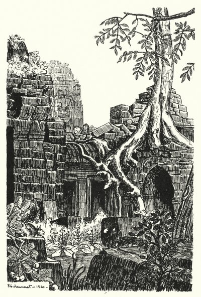 Bir iç avlu, Bayon (gravür) by Pierre Jeannerat de Beerski