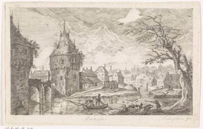 Balıkçılar ile köy manzarası by Pierre Joseph Jacques Tiberghien
