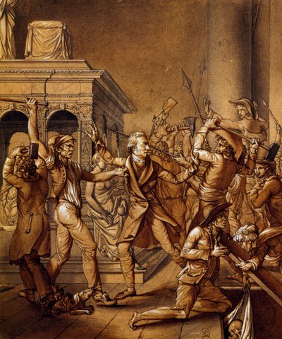 Alexandre Lenoir, Pierre Joseph Lafontaine'in (1758-1835) tarihi taslağı olan Saint Denis'deki XII. Louis mezarının yıkılmasına karşı çıkıyor. Fransız Devrimi, Fransa by Pierre Joseph Lafontaine