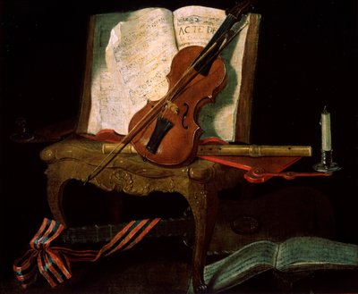Kemanlı Natürmort, 19. yüzyıl by Pierre Justin Ouvrie