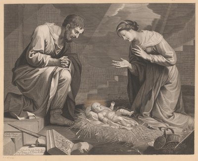 Meryem ve Yusuf, Mesih Çocuğunun Tapınmasında by Pierre Landry