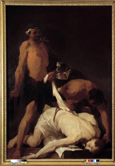 İsa kırbaçlandıktan sonra bayıldı (tuval üzerine yağlı boya) by Pierre Louis Cretey or Cretet