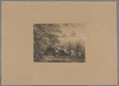 Ormanın kenarına düşen ağaç Beş gravür kanıtı (seri başlığı) by Pierre Louis Dubourcq (workshop of)