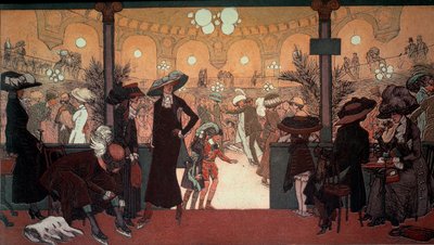 Palais des Glaces: Paris'teki Champs Elysees'deki Palais des Glaces'in iç kısmından görünüm: paten pisti. Sanat eseri Pierre Gatier (1878-1944) Özel koleksiyon by Pierre Louis Gatier