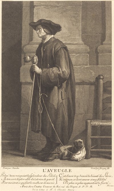 Kör Dilenci by Pierre Louis de Surugue after Jean Siméon Chardin