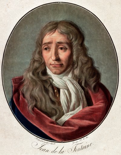 Jean de La Fontaine (Lafontaine) portresi (1621-1695), Fransız şair tarafından Pierre Michel Alix (1762-1817) tarafından Ambroise Louis Garnerey (1783-1857) tarafından gravür by Pierre Michel Alix